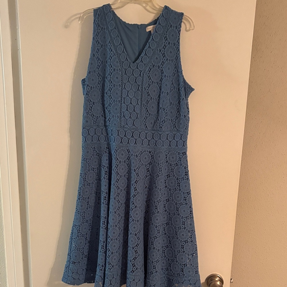 Blue Lace Sleeveless Dress